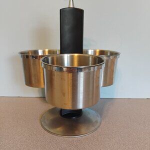 Vintage 1970s Stainless and Plastic Condiment Holder